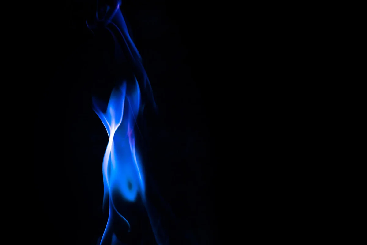 Fire forms with hole abstraction in black background