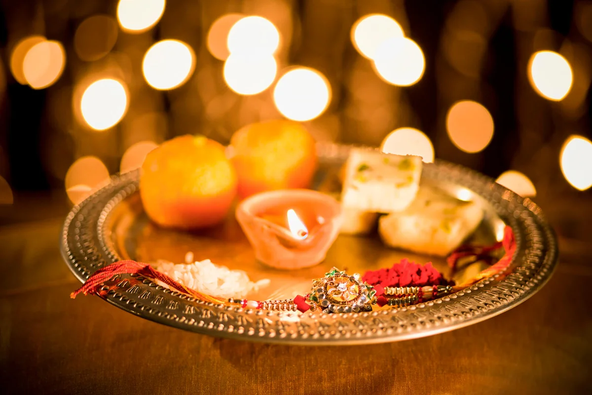 Puja thali at Raksha Bandhan