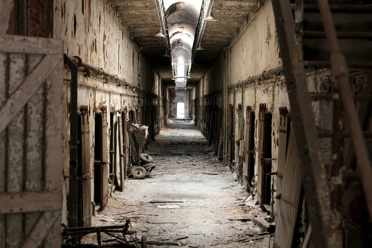Abandoned corridor of a old prison (Eastern State Penitentiary) at Philadelphia