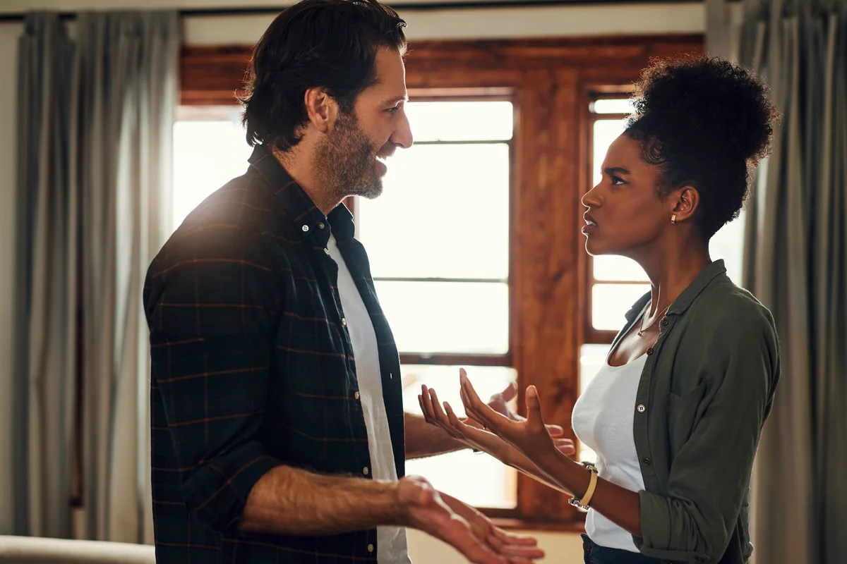 Co-parents having an intense argument at home