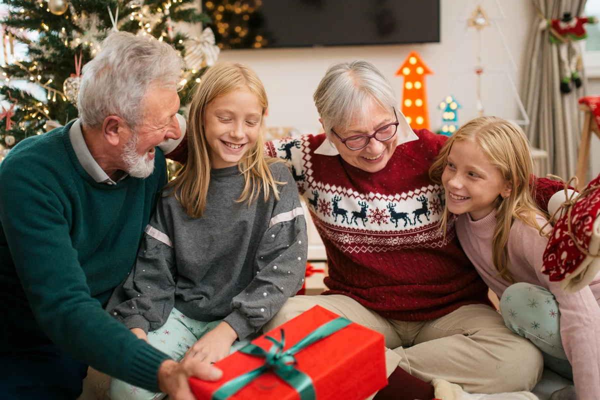 Family celebrating festivities together