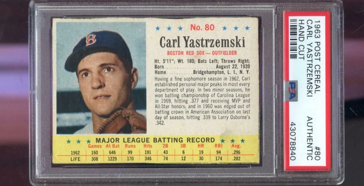 1963 Post Cereal #80 Carl Yastrzemski Red Sox PSA AUTH Graded Baseball Card MLB