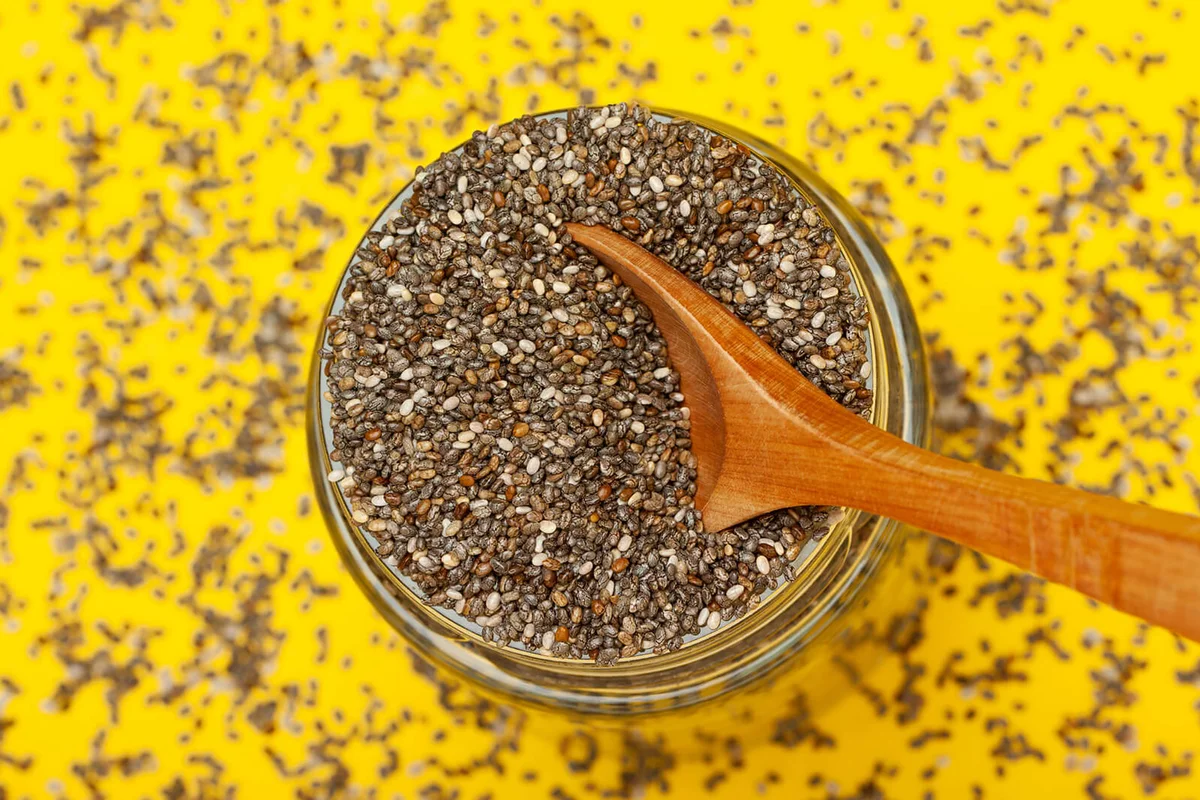 Chia seeds in a glass jar