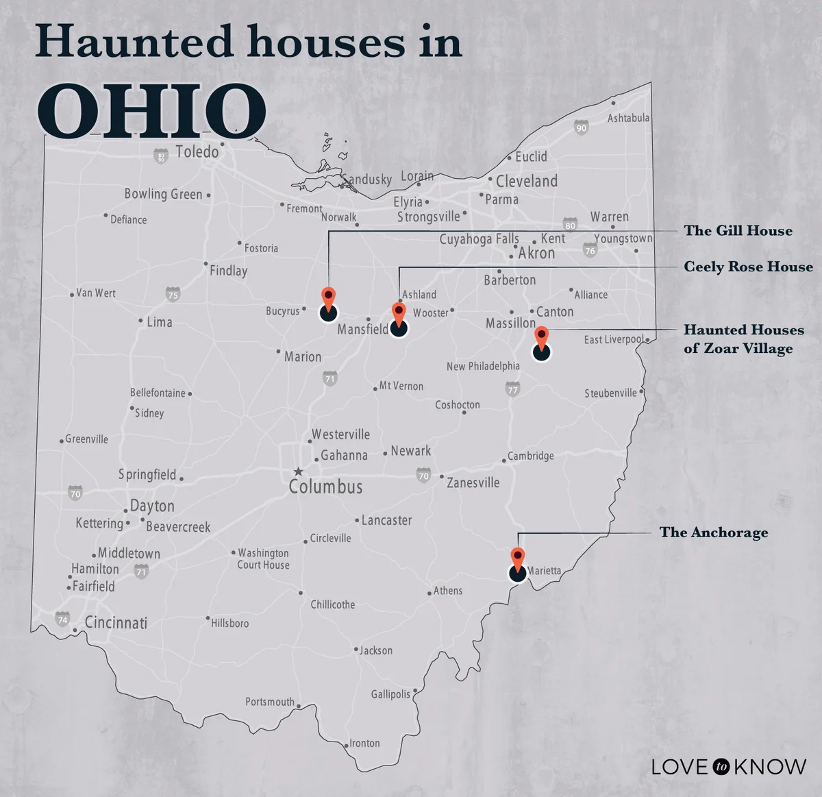 Map of Haunted Houses in Ohio
