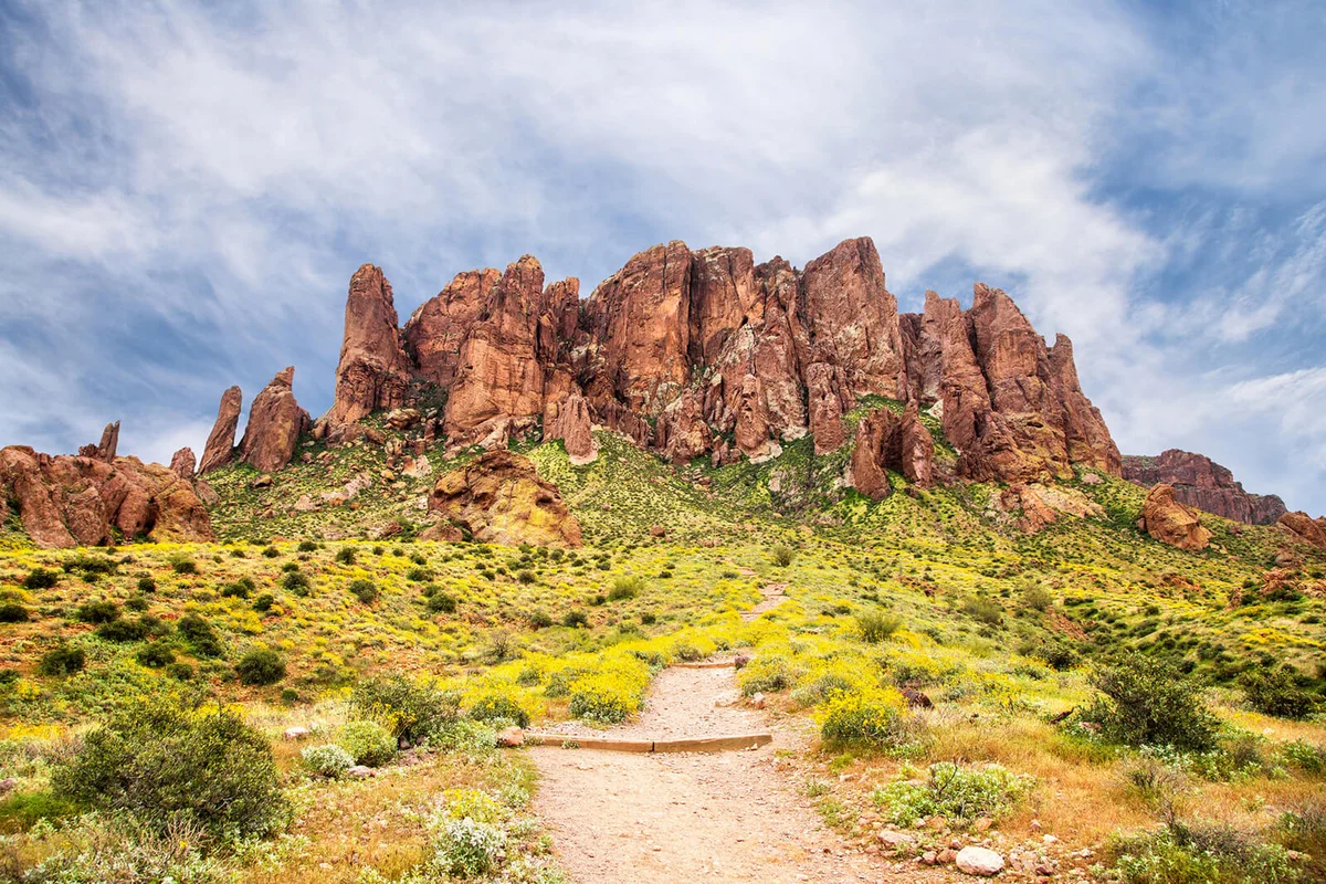 Flatiron Basin in Lost Dutchman State Park Panorama