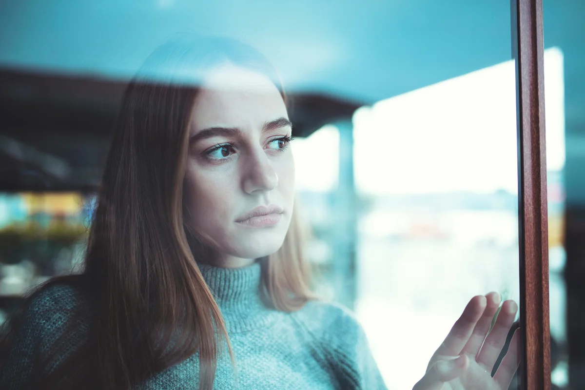 Sad lonely young woman