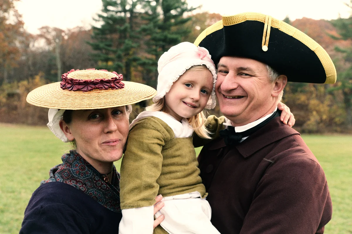 Colonial family in period clothes