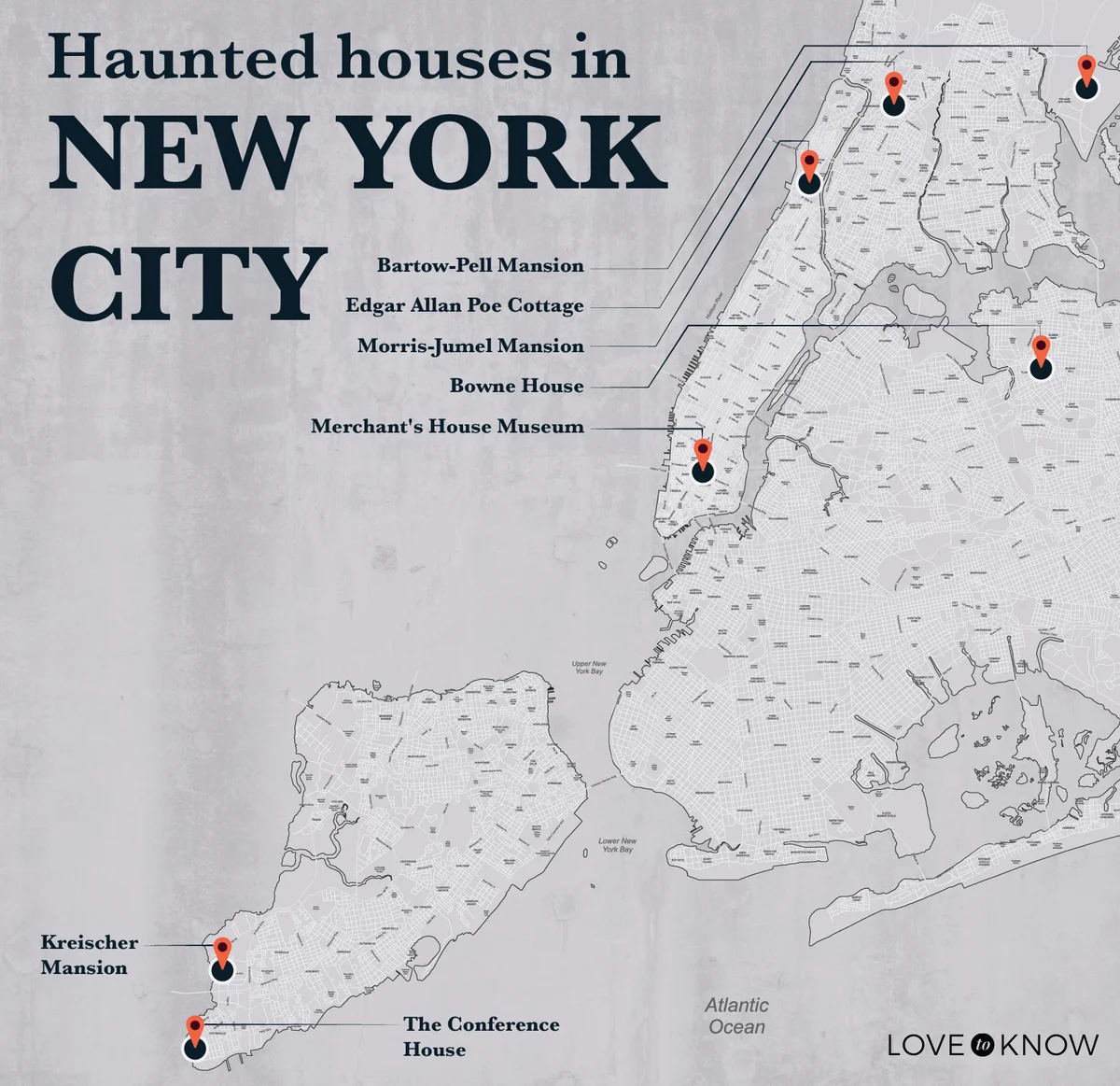 Map of Haunted Houses in NYC