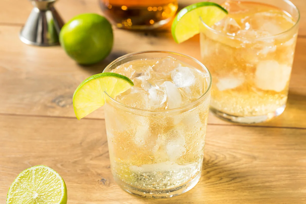 Homemade Tequila and Soda Cocktail with Lime