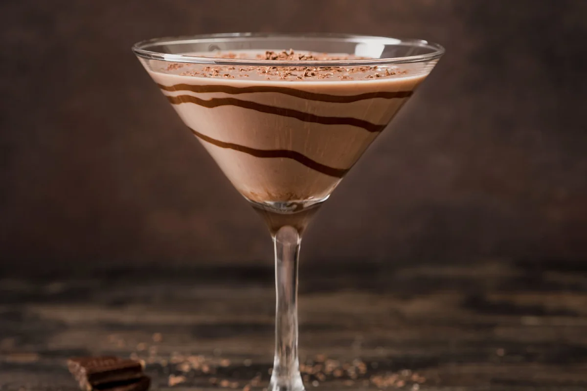 Chocolate Truffle Martini Cocktail on dark wooden background