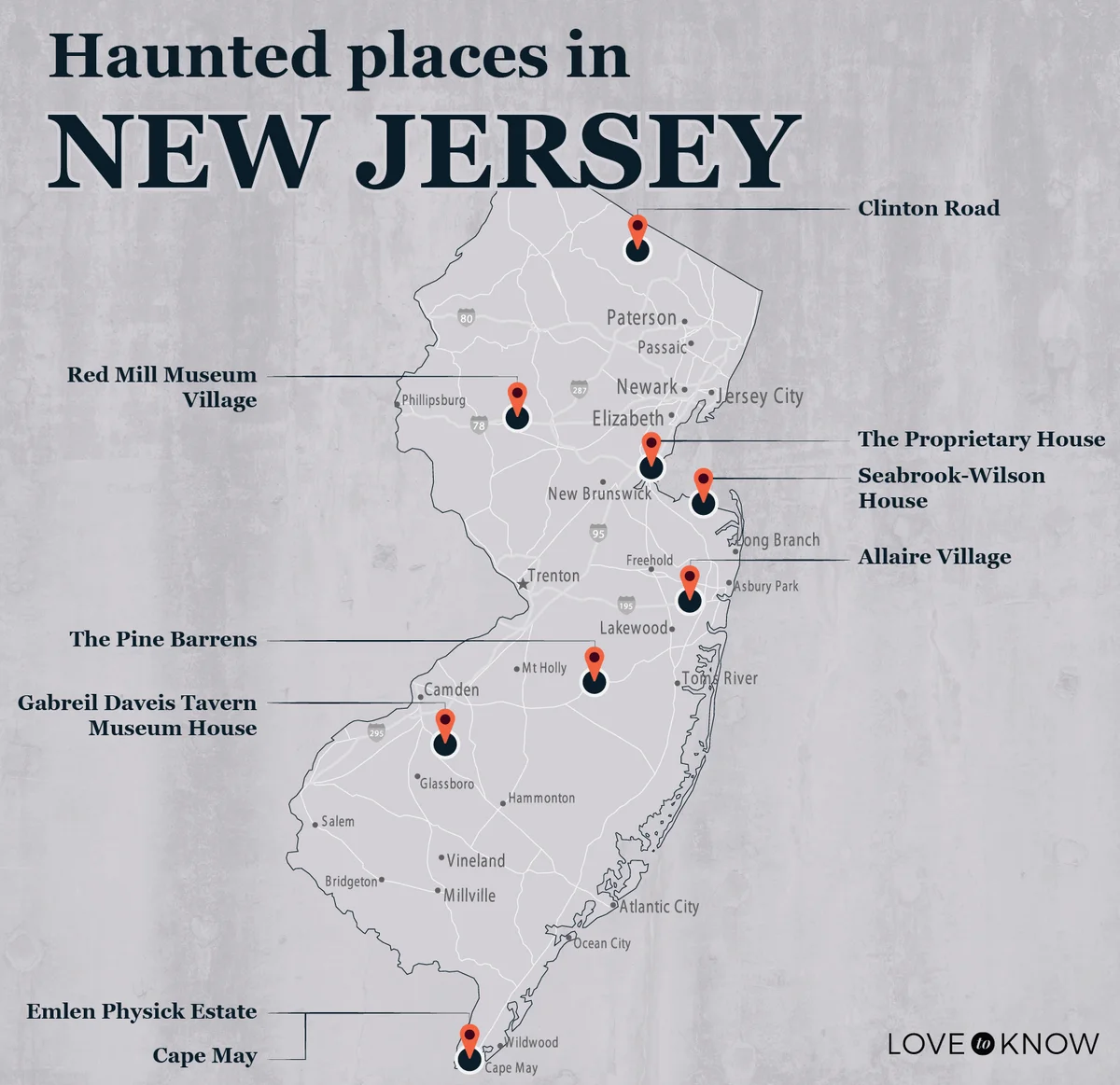 Map of Haunted Places in New Jersey