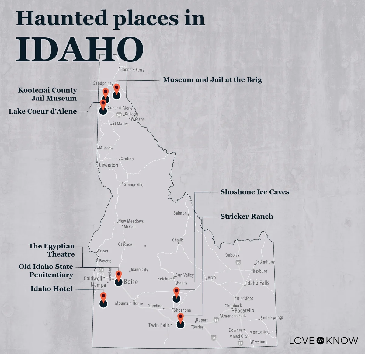 Map of Most Haunted Places in Idaho