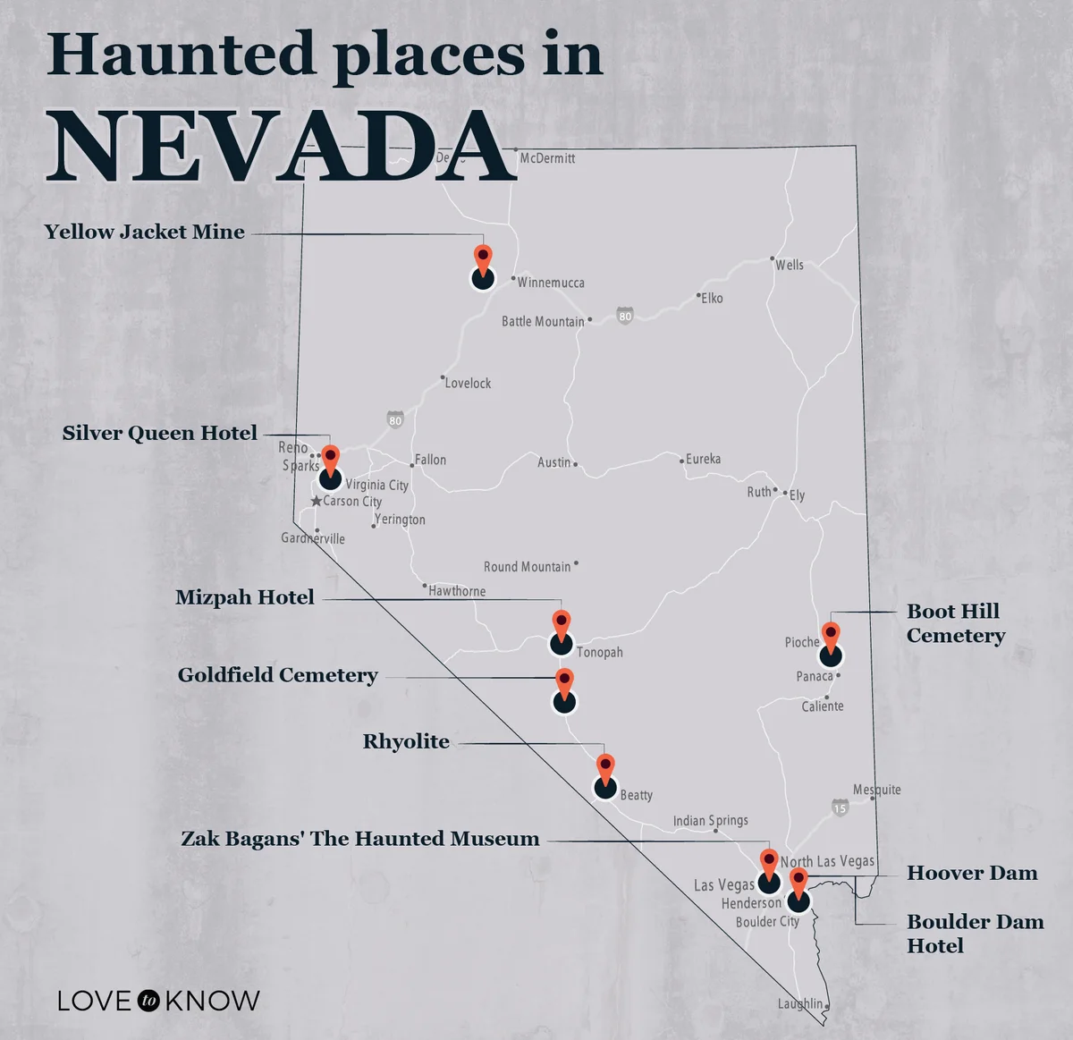 Maps of Most Haunted Places in Nevada