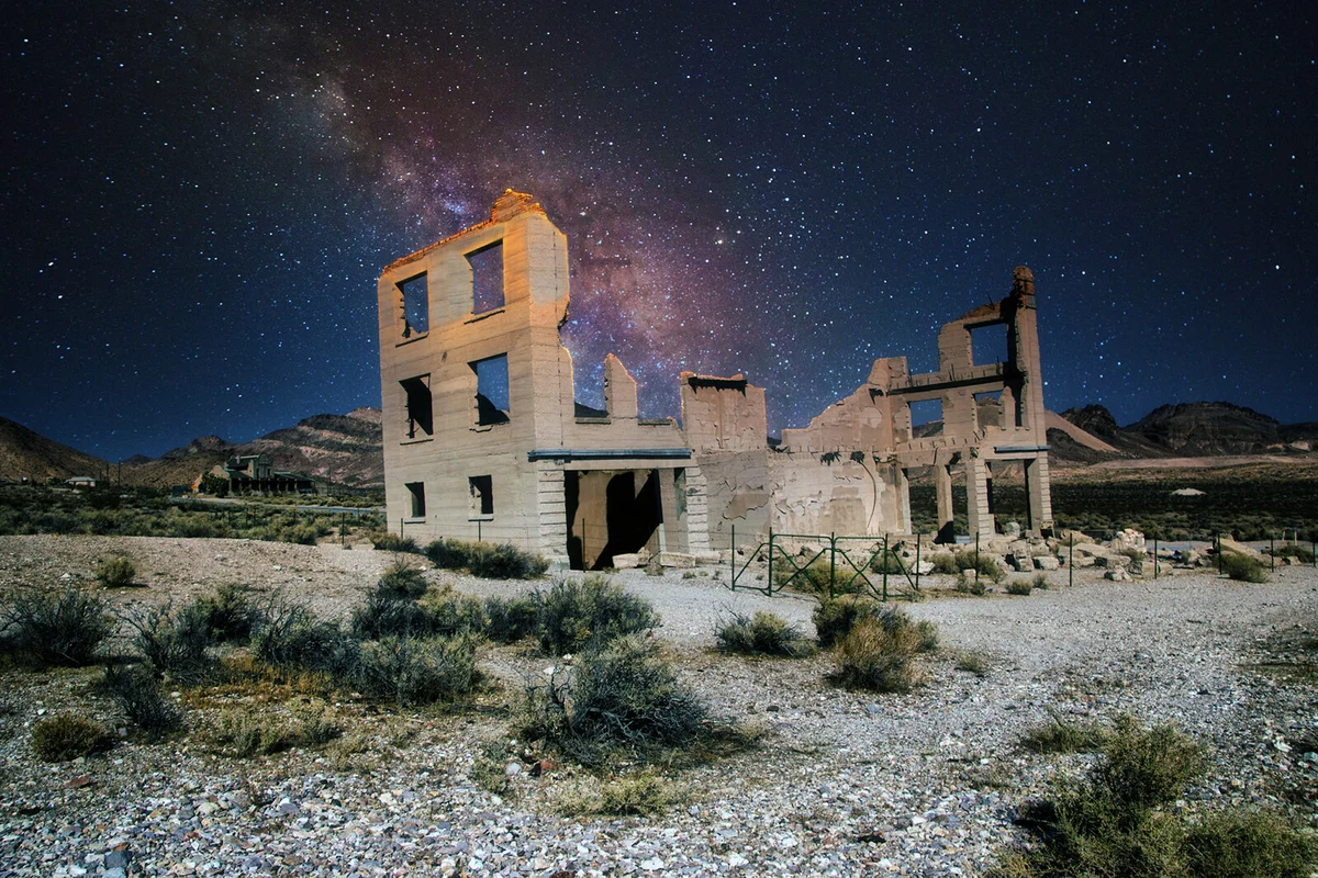 Rhyolite Ghost Town at Night