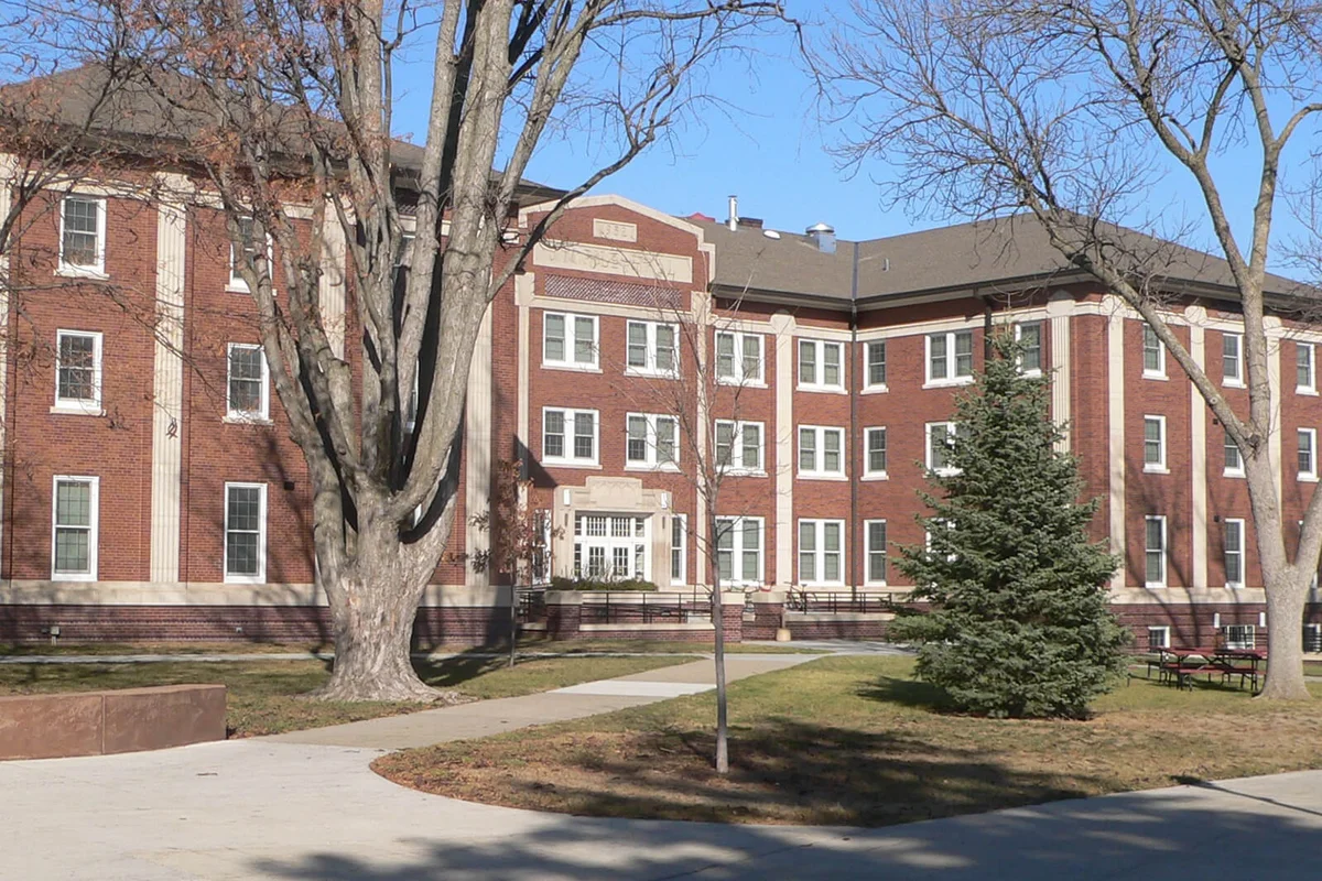 Pile Residence Hall, on the campus of Wayne State College in Wayne, Nebraska.