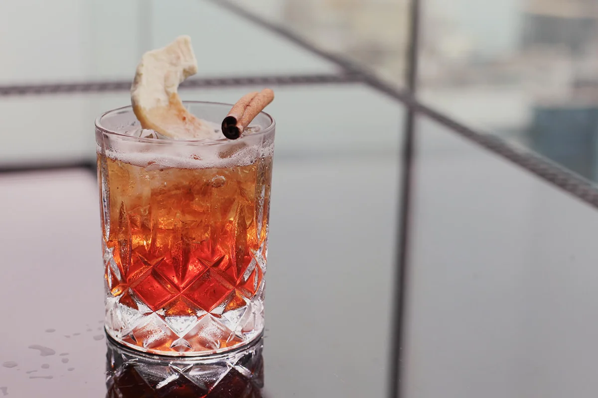 Seasonal cocktail 'Apple Cobbler' of Penthouse by Harlan in Causeway Bay | Getty Editorial Use