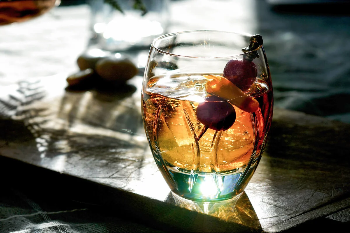 Classic Prohibition Manhattan Cocktail in Old Fashioned Rocks Glass