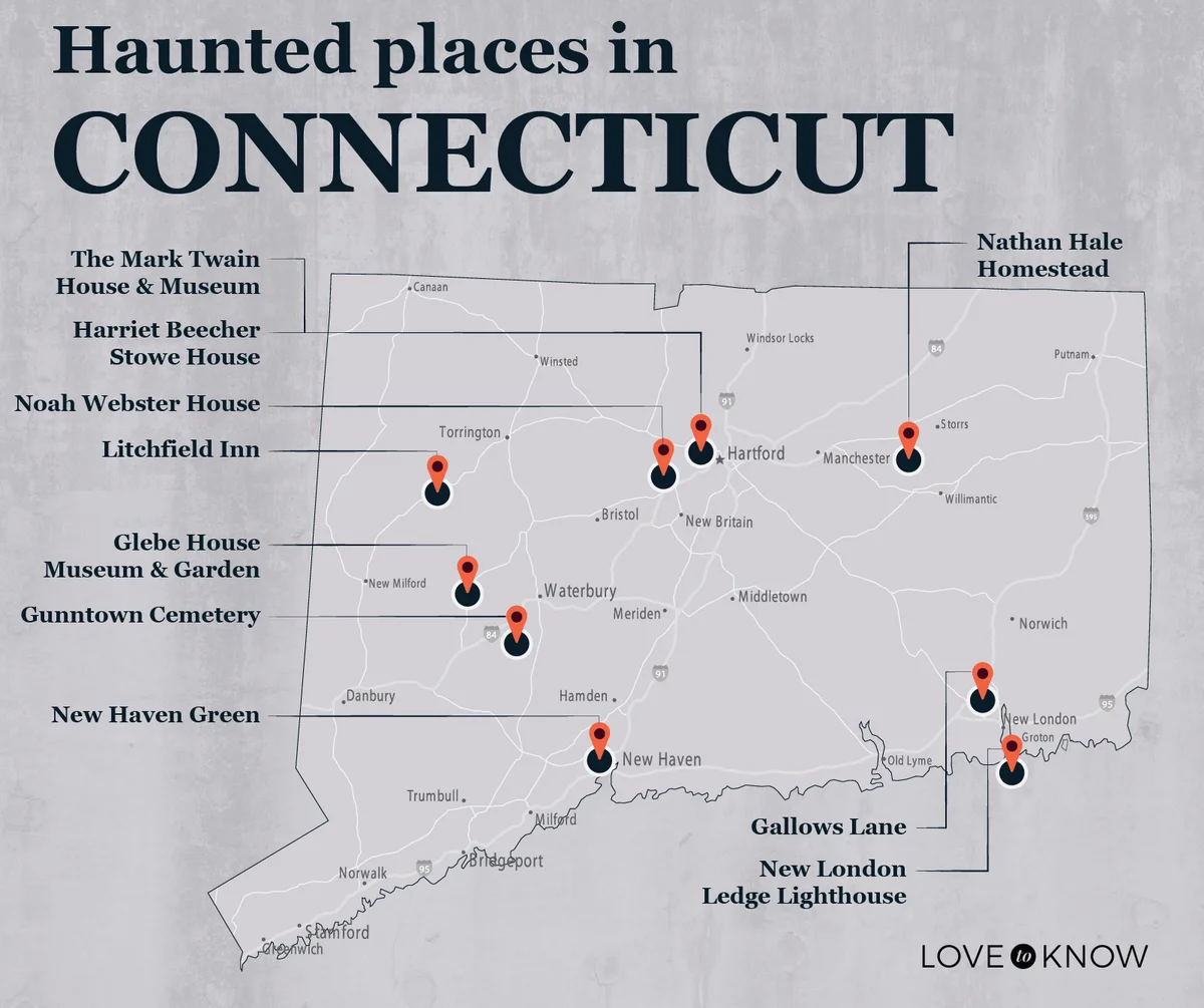 Map of Haunted Places in Connecticut