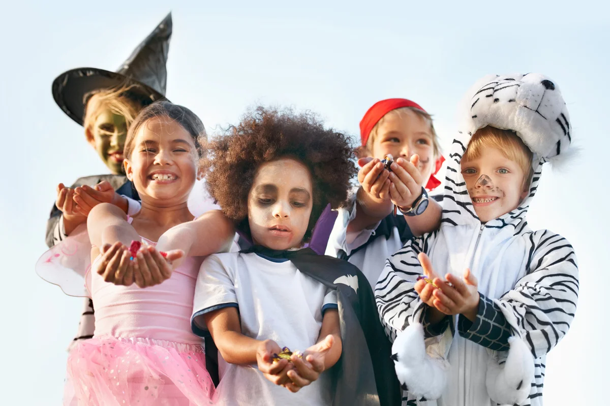 Costumed children candy Halloween
