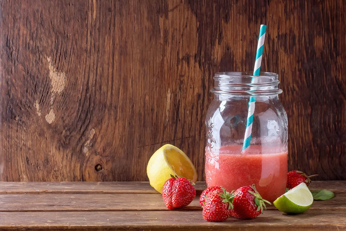 Strawberry Smoothie In Jar By Fruits