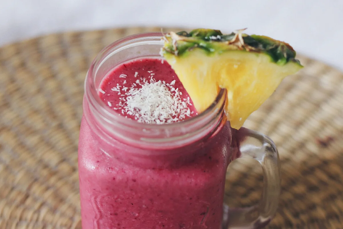 Strawberry Smoothie In Jar On Table