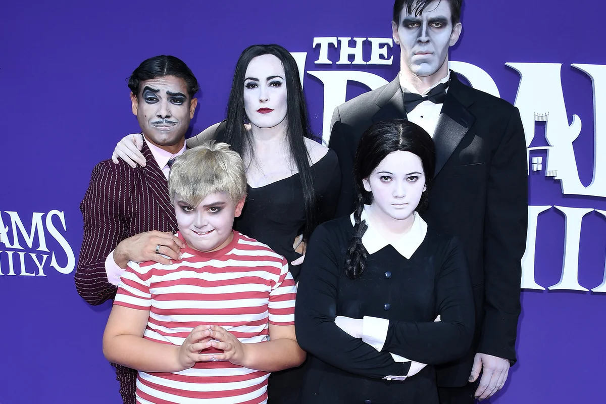 Family with Addams Family Costume