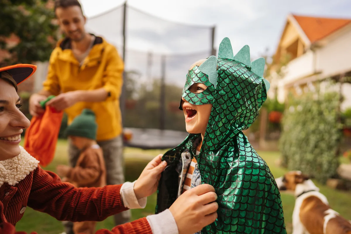 Little boy getting ready for the Halloween