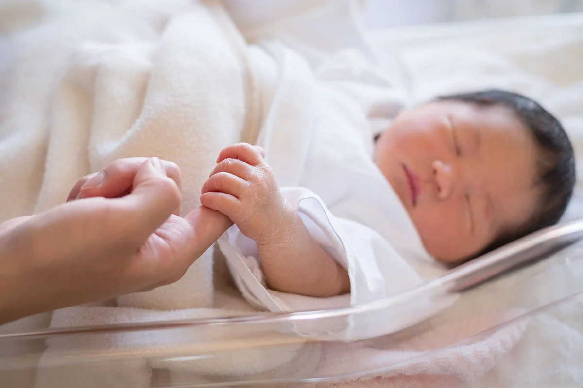 japanese newborn baby girl at hospital