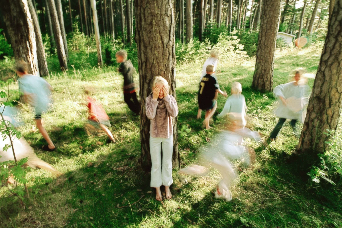 Family playing hide and seek