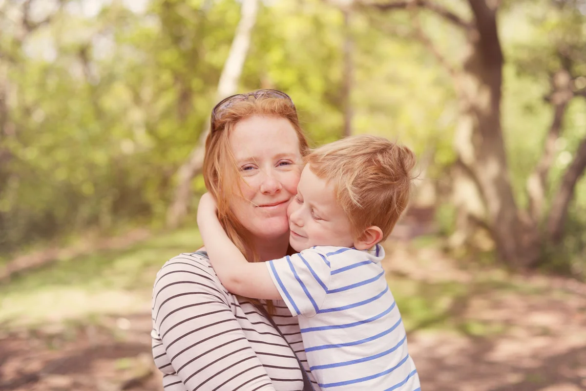 Happy Irish mother and son