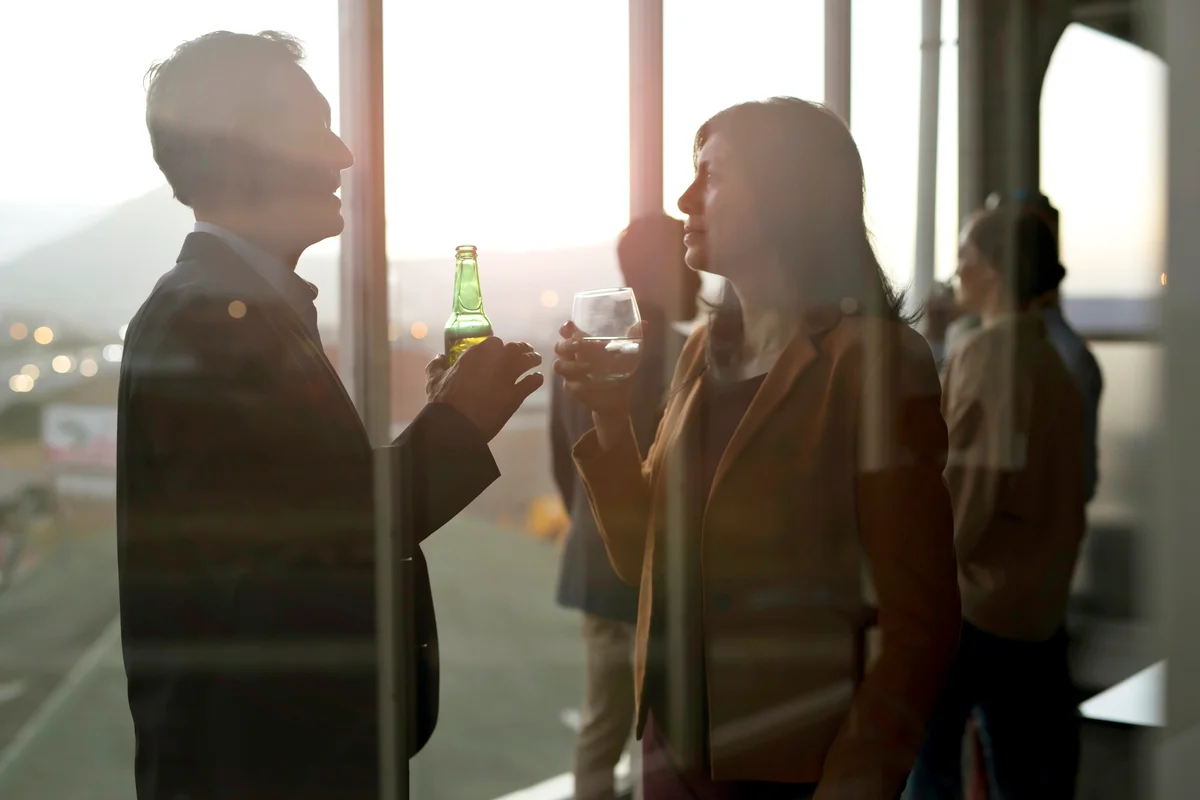 Group of businesspeople having Friday night drinks