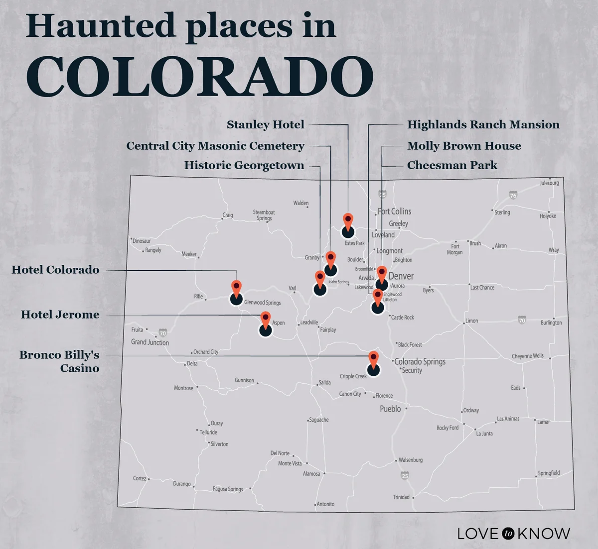 Map of Haunted Places in Colorado