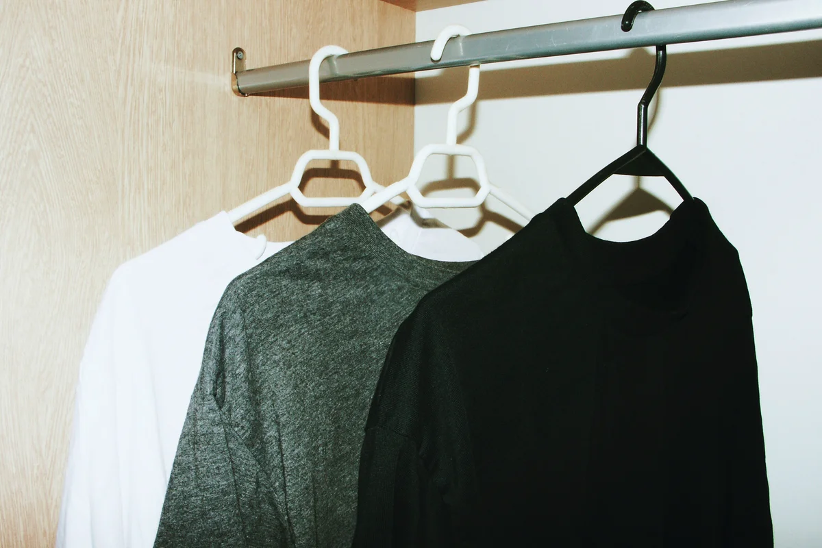 Flipped hangers on closet