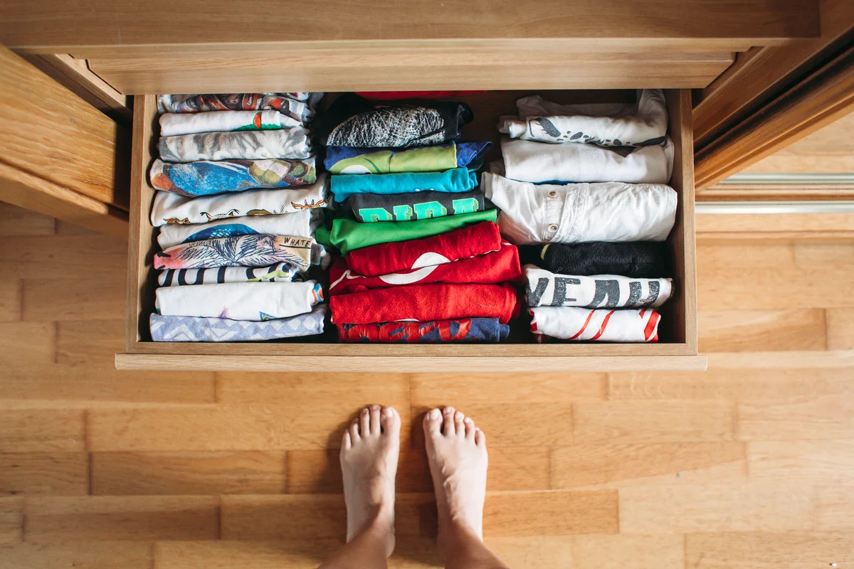 Neat dresser drawer after organizing