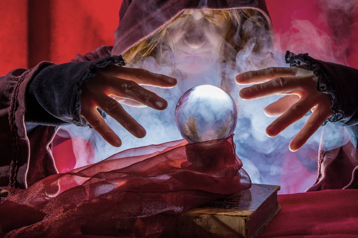 Fortune Teller With Crystal Ball and Smoke