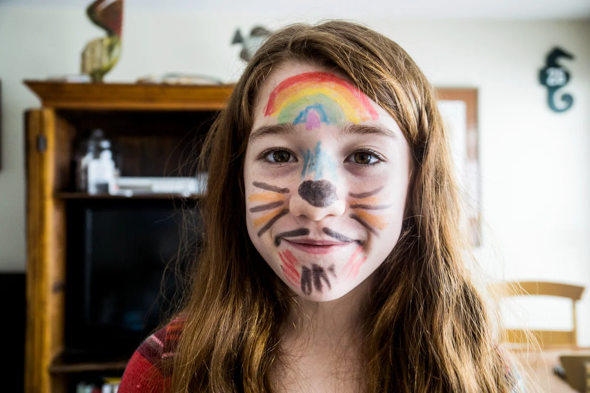 Teenage girl with homemade face painting