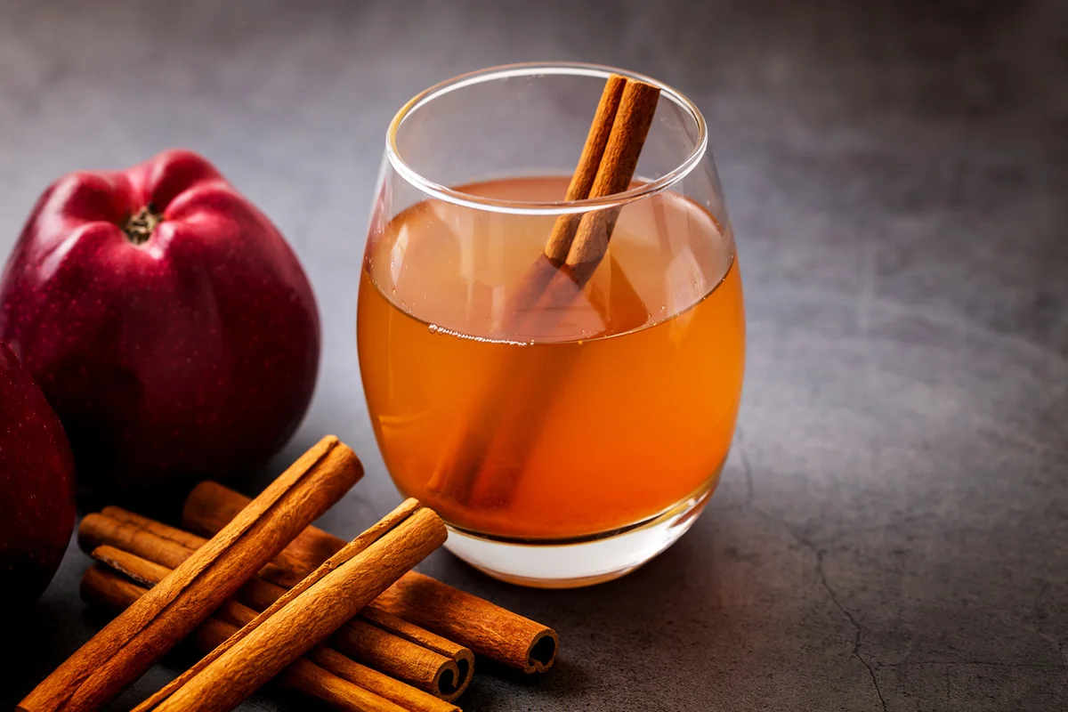 Hot Apple cider with cinnamon sticks