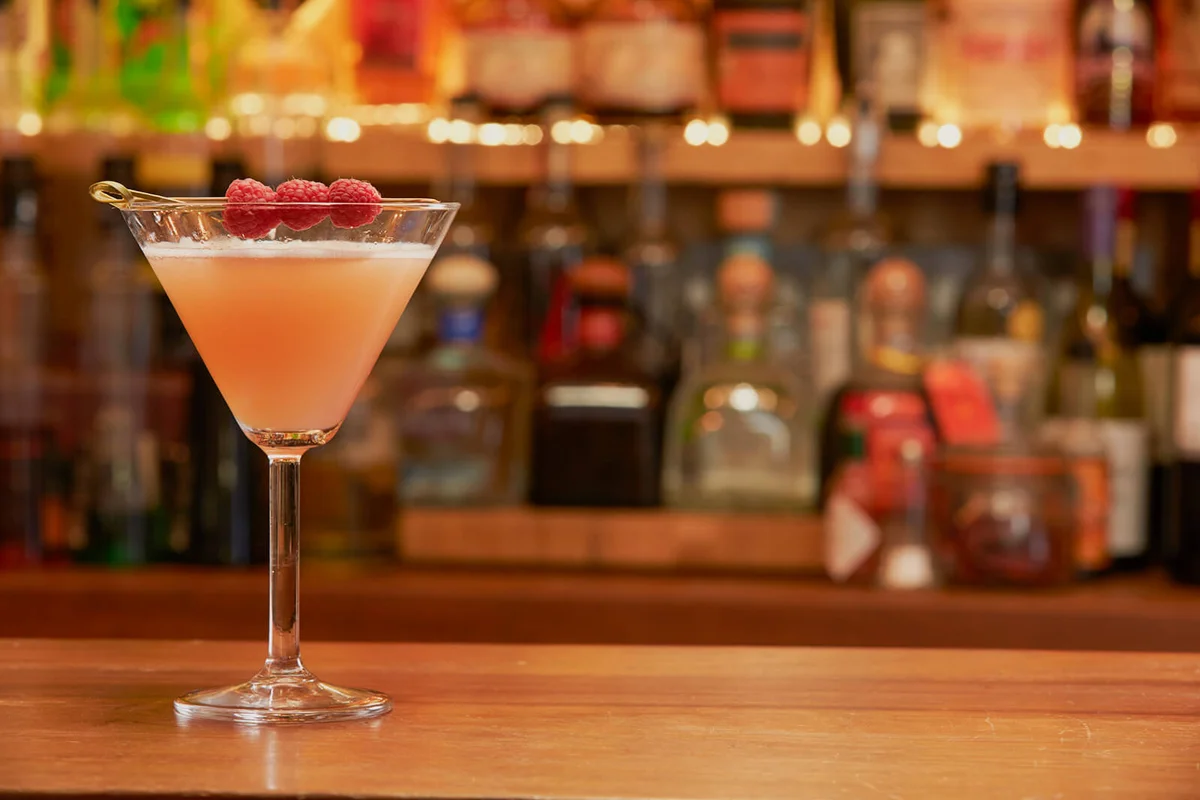 French Martini Cocktail On Bar Counter