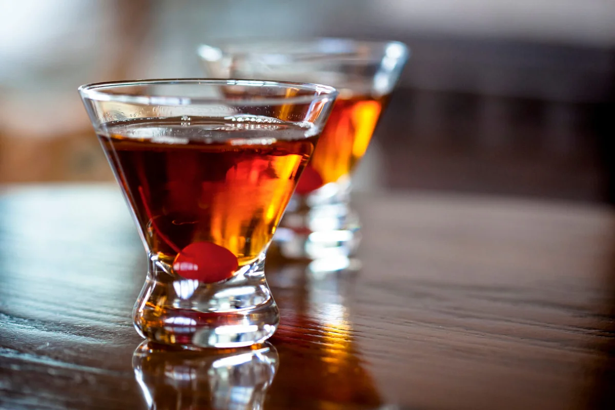Two Manhattan cocktails