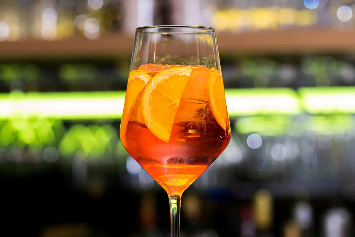 Close-up of glass with Spritz