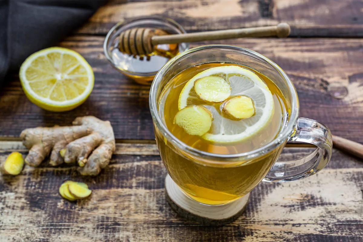 Ginger Toddy lemon ginger on wood table