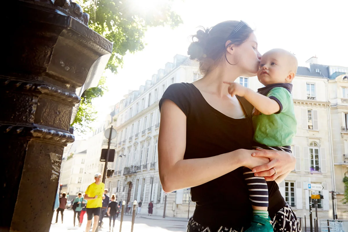 mother and baby daughter in Paris, France