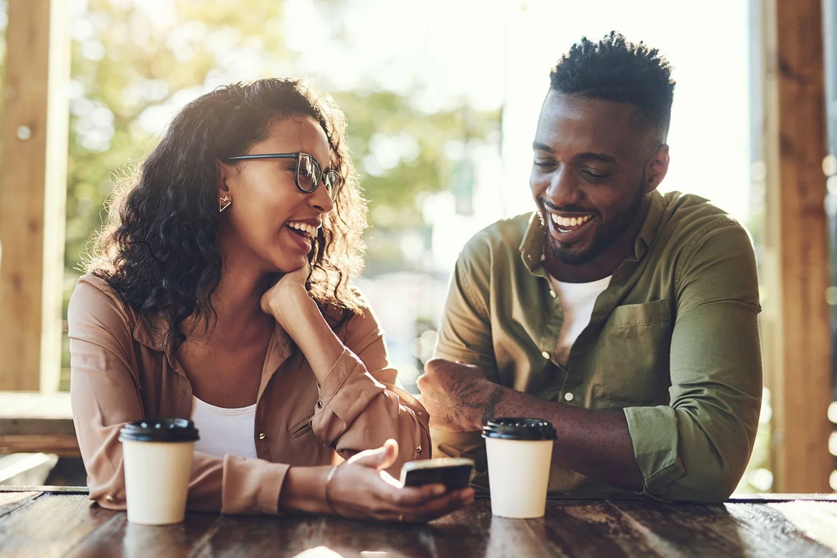 couple meeting for coffee on blind date