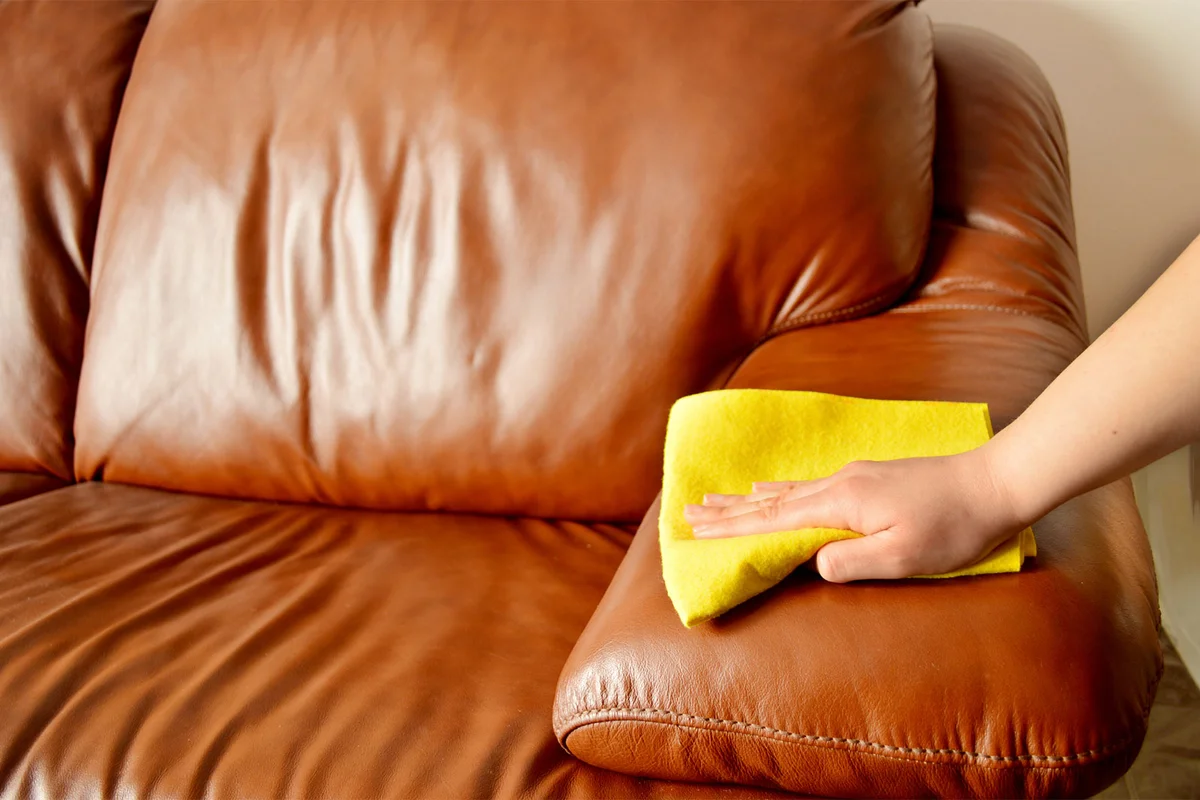wipe leather furniture with cloth natural cleaner