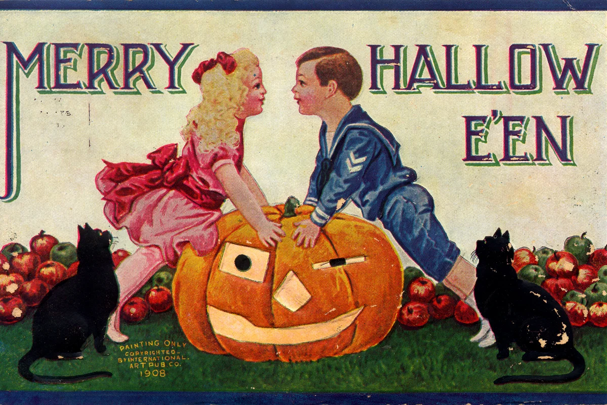 Merry Halloween. Vintage postcard. Printed in 1908