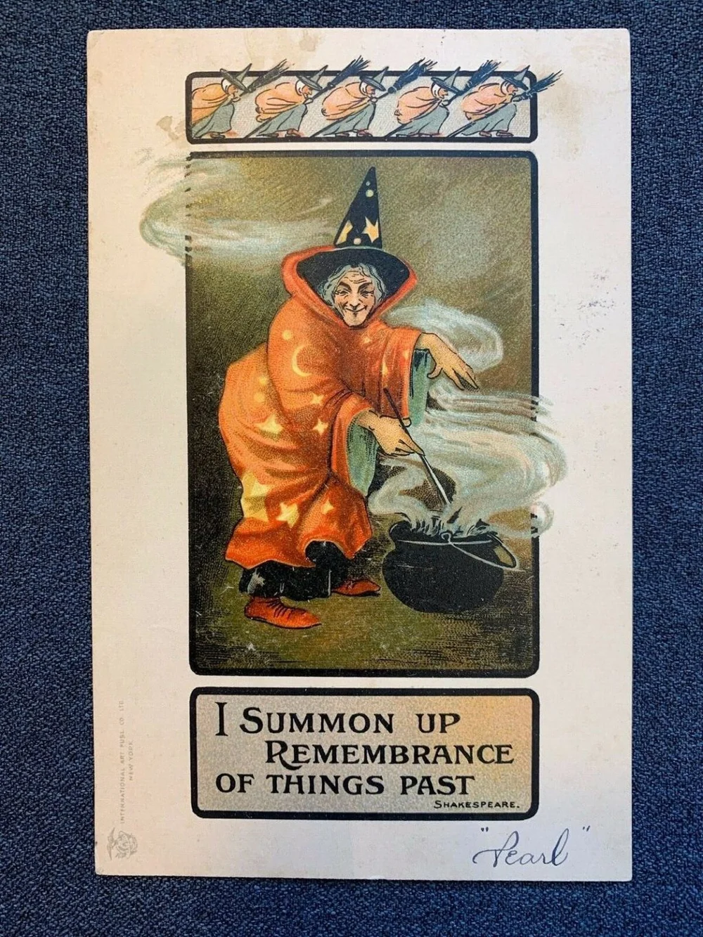 1910s Witch Cauldron Halloween Postcard