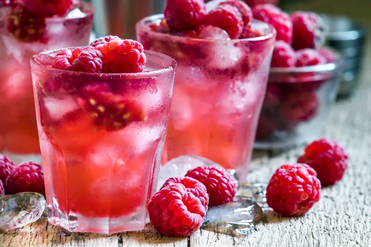 Raspberry cold alcoholic cocktail