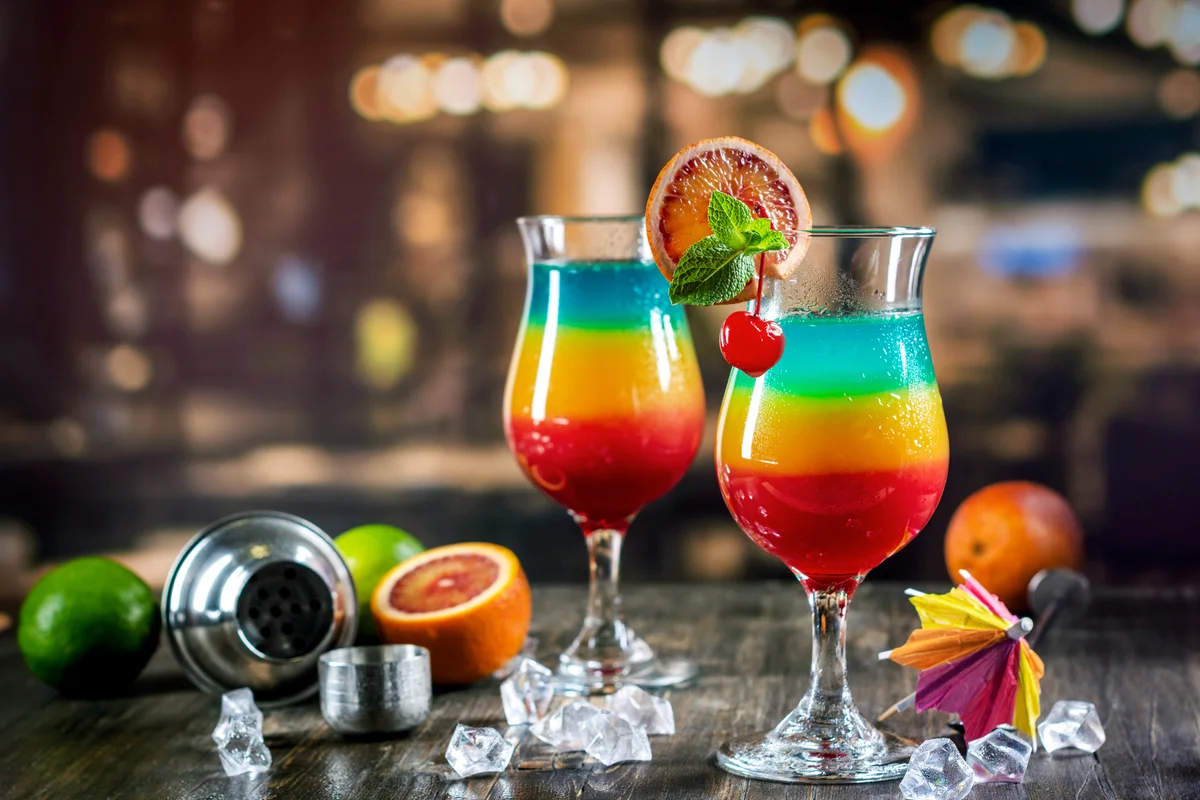 Summer rainbow layered cocktail
