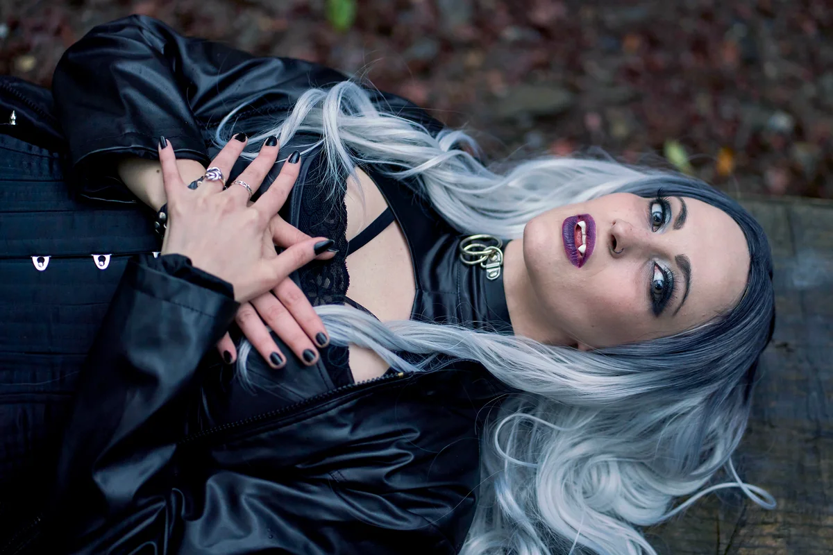 Woman in vampire costume