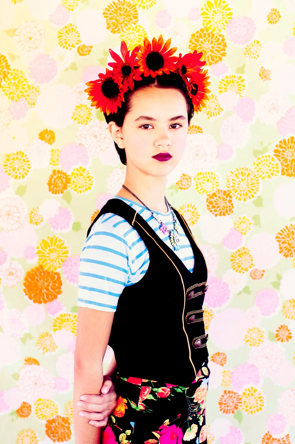 Girl dressed as Frida Kahlo